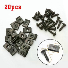 20Pcs Car Motorcycles Metal Screw Fastener Clips U-Type Clip With Screw Anti-rust Bumper Fender Trim