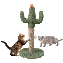 Cactus Cat Tree - Green Scratching Post for Kittens, Sturdy Natural Vertical Scratcher with Cat-Friendly Design