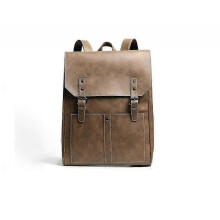 Pu Large Capacity Backpack for Teens Gothic School Book Bag--khaki