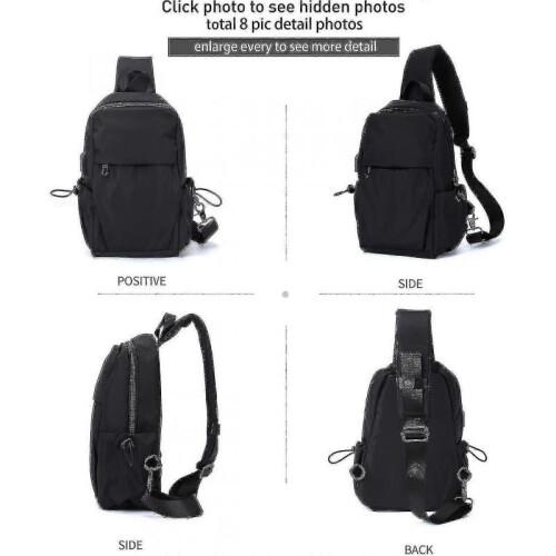 Small Black Sling Crossbody Backpack Shoulder Bag 2