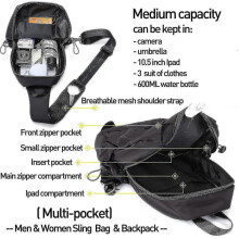 Small Black Sling Crossbody Backpack Shoulder Bag