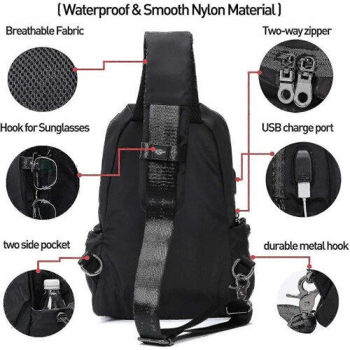 Small Black Sling Crossbody Backpack Shoulder Bag 1