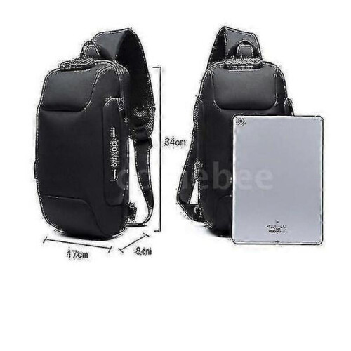 Multi-function Lock Design Bag Men's Shoulder Bag Anti-theft Usb Charging Strap Messenger Bag(gray) 1