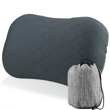 Inflatable Pillow TPU Travel Pillow Adjustable Ergonomic Camping Pillow with Removable Pillowcase Grey for Lunch Breaks and Gifts