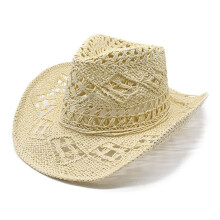 Cowboy Trousers for Kids and Adults, Mouldable Beige Straw Hat, Summer Western Sun Hat, One Size Fits All