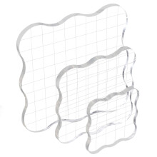 Set of 3 Clear Stamp Blocks 5cm 7.5cm 10cm Acrylic with Grid for Silicone Stamps Scrapbooking Wedding Crafts