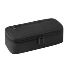 Large Pencil Case with 5 Zip Compartments, Portable Black Pencil Case for School and Office Supplies, Modern Design