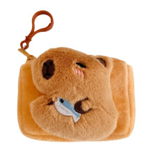 Capybara Plush Wallet – Cute Capybara Coin Purse, Soft Toy Money Bag, Small Casual Handbag, Apricot Color
