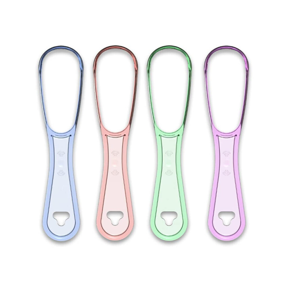 Tongue Cleaner Scraper Tool, Reusable Hygienic Brush for Kids, Travel-Friendly, 4 Pack Mixed Colors