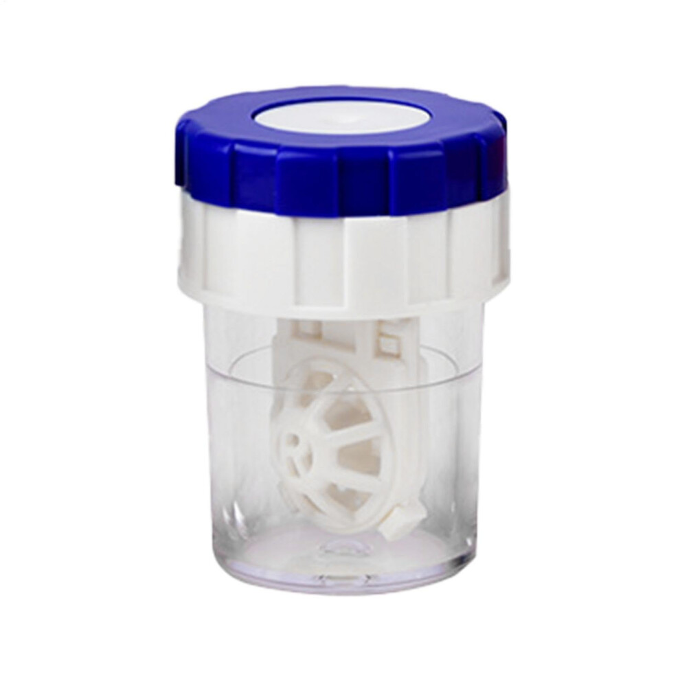 Blue Contact Lens Case - Manual Cleaner, Portable Container For Home & Travel, Rotating Lens Maintenance, Compatible With All Lenses