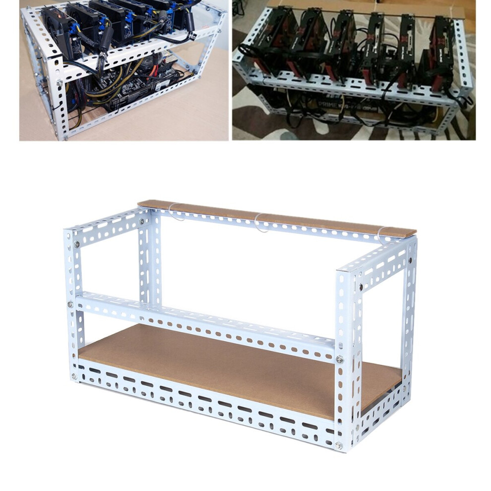 Steel Crypto Coin Bitcoin Mining Rig Frame Case Shelf Set For 6 Gpu 6112212773802