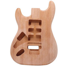 Left-Handed E Guitar Body Okoume Wood Natural Finish Standard Size Compatible with Electric Guitar Components