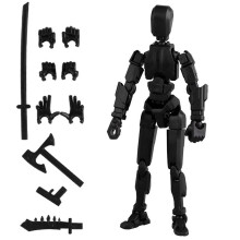 Action Figure with Weapons and Hands 3D Printed Multi-Joint Robot Dummy 13 Joints Compatible with Custom Builds
