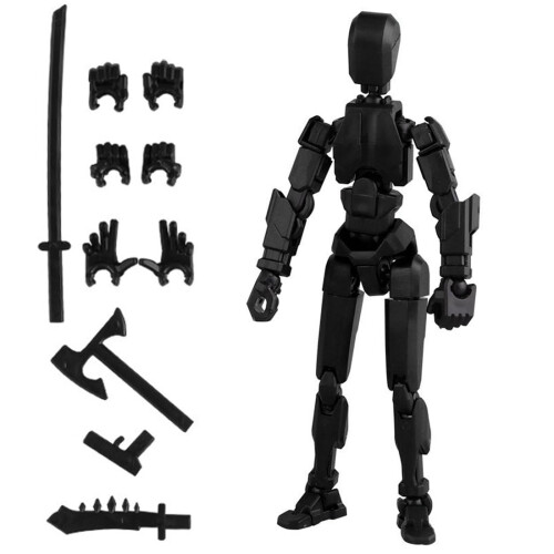 Action Figure with Weapons and Hands 3D Printed Multi-Joint Robot Dummy 13 Joints Compatible with Custom Builds