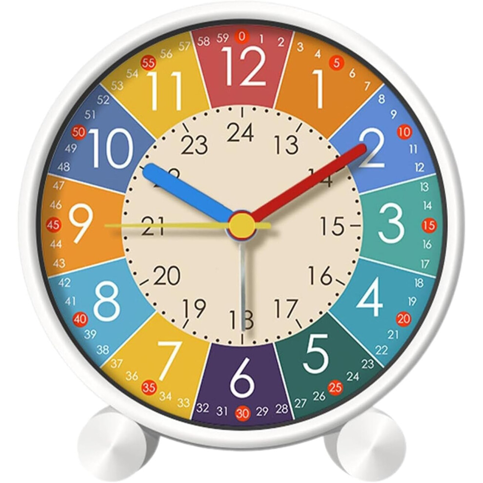 Children's Alarm Clock for Beginners, Silent Analogue Learning Clock for Boys and Girls, Non-Ticking, Ideal School Gift
