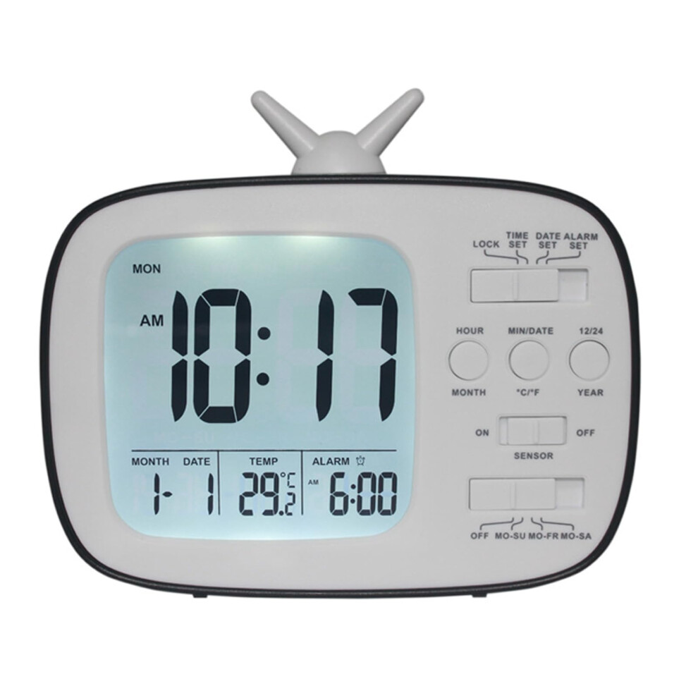 Led Display Alarm Clock With 2 Alarms And Sensors For Kids Student Bedside - Compact And Stylish Design Light