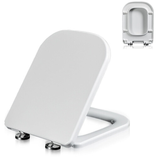 Square Toilet Seat with Soft Close Feature, Quick Release, 360 Adjustable Hinge, Easy Clean, Model LÖ 04C