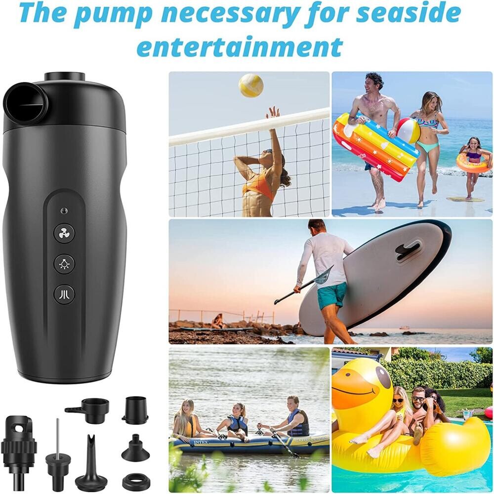 SUPPOU Pompe à Air Électrique Gonfleur Dégonfleur,4000mAh Batterie Rechargeable,gonfleur Matelas Gonflable,Portable Avec 4 Buses,Gonfleur-Rapide Pour Matelas,Piscine,Paddling Pool,Camping