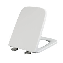 Square Toilet Seat with Soft Close Mechanism, White Rectangular Toilet Lid, Quick Release, Easy Clean, Durable Bathroom Cover