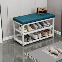 Shoe Stool Iron Bench Frame with Memory Foam Seat Faux Leather Footstool 27.6"Wx11.82"Dx17.72"H for Entryway Living Room