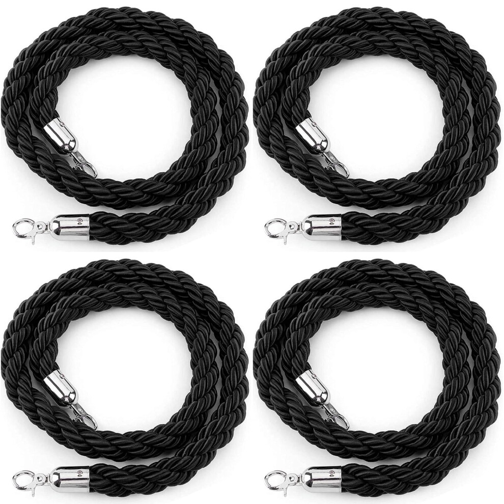 Black Twisted Hanging Rope For Crowd Control, Braided Hemp Rope For Red Carpet Events, 1.5 To 5 M Long 6038364386953