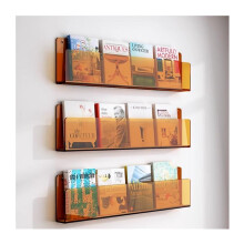 Wall Mounted Magazine Rack Acrylic 40cm Space Saving Brochure Holder 3 Pack Literature Storage Unit