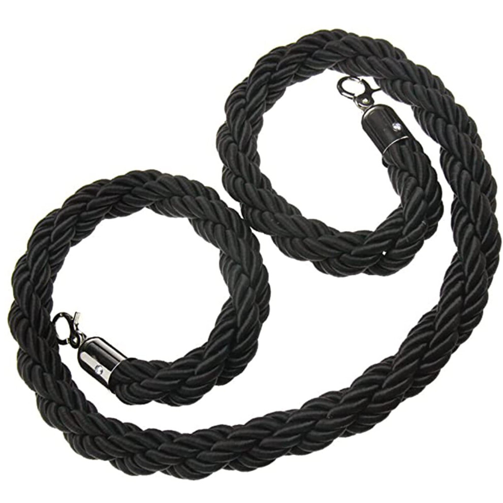 Seilbarriere Rungenseil, Crowd Control Rope 3 Cm, Braided Hemp Queue Divider, 1.8Ft/8Ft/245Cm Black 6947110295213