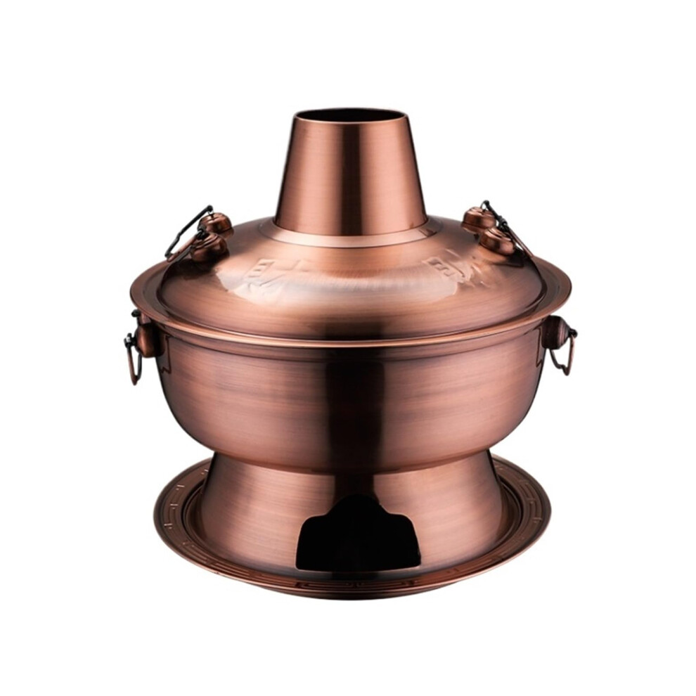 Kupfer Hot Pot 36cm Copper Multifunctional Shabu Pot for Family Chinese Hot Pot Cooking, Durable Copper Material-image-OPC-PJVX9VK-NEW