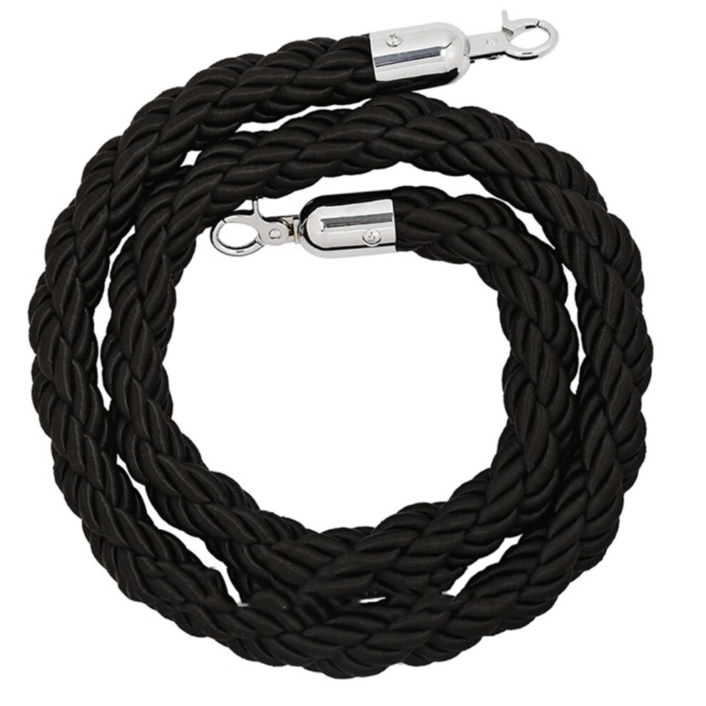 Rope Barrier Rung Rope 2Ft Black, Barrier Rope With Silver Hook, Hemp Rope For Queue Dividers And Crowd Control 6947110295381