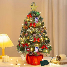 Christmas Trees 60 cm, Artificial Christmas Trees, Mini Christmas Tree with Light Garlands and Ornaments, Christmas Decoration for Table