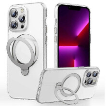 (Transparent) Compatible For iPhone 13 Pro Max Case Compatible with MagSafe Drop Proof TPU PC Kickstand Phone Cover
