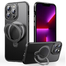 (Black) Compatible For iPhone 13 Pro Max Case Compatible with MagSafe Drop Proof TPU PC Kickstand Phone Cover