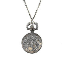 (bronze) Silver Plated Pendant Watch Chain Clock Quartz Watch Necklace Pocket Watch - ya