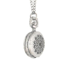 (silver) Silver Plated Pendant Watch Chain Clock Quartz Watch Necklace Pocket Watch - ya
