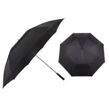 145cm Golf Umbrella, Double Layer Semi-Automatic Breathable Umbrella for 2-3 People, Black for Men and Women