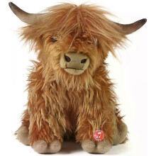 Highland Cow Brown Stuffed Animal, Farm Toy with Sound, Soft Toy