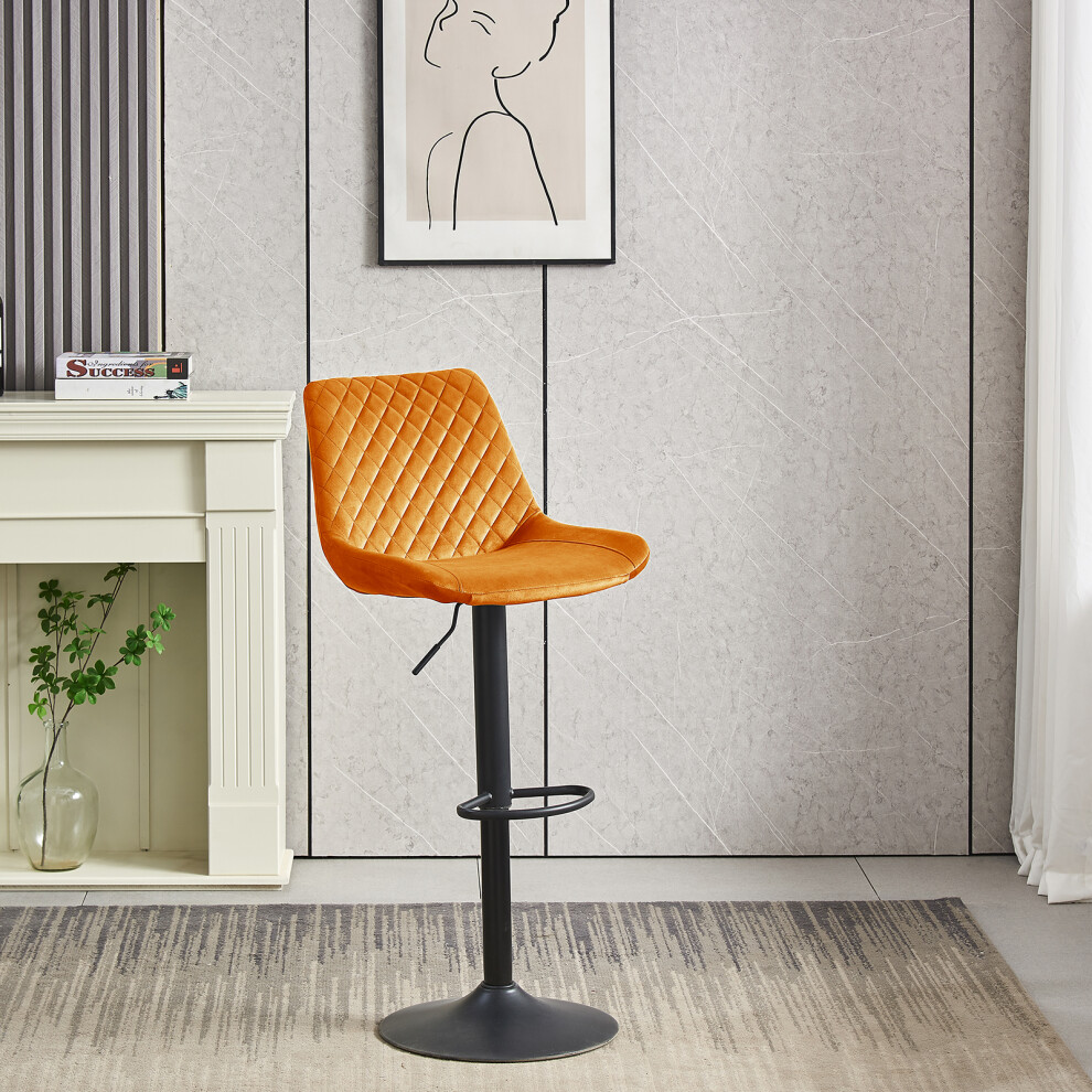 Ainpecca (Orange) 1Pcs Swivel Bar Stools Velvet Breakfast Orange