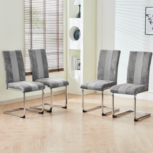 AINPECCA 4PCS Dining Chairs Faux Suede High Back Light Grey
