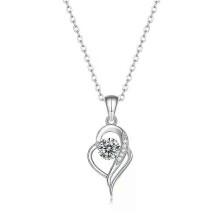 Minimalist Heart Shaped Silver Necklace, Dainty Jewelry for Mother Wedding Gift