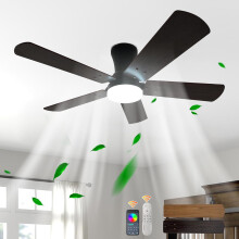 Ceiling Fans with Lights and Remote,Flush Mount RGB LED Dimmable