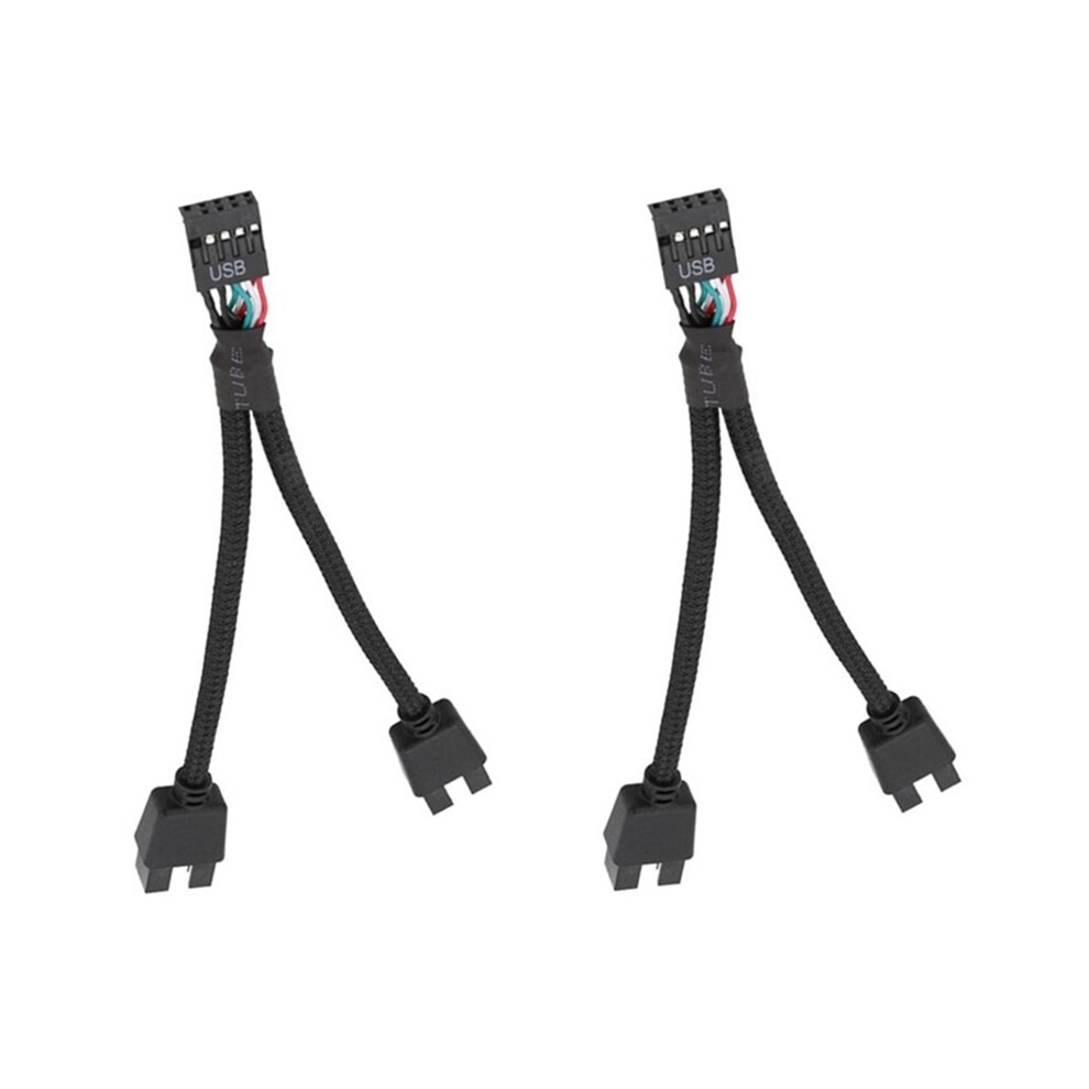 Computer Motherboard Usb 2.0 9Pin To Dual 9 Pin Extension Cable Black 4853440185969