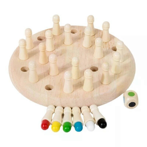 Wooden Memory Matching Chess, Concentration Training Educational Toy for Kids, 17cm Brain Development Game