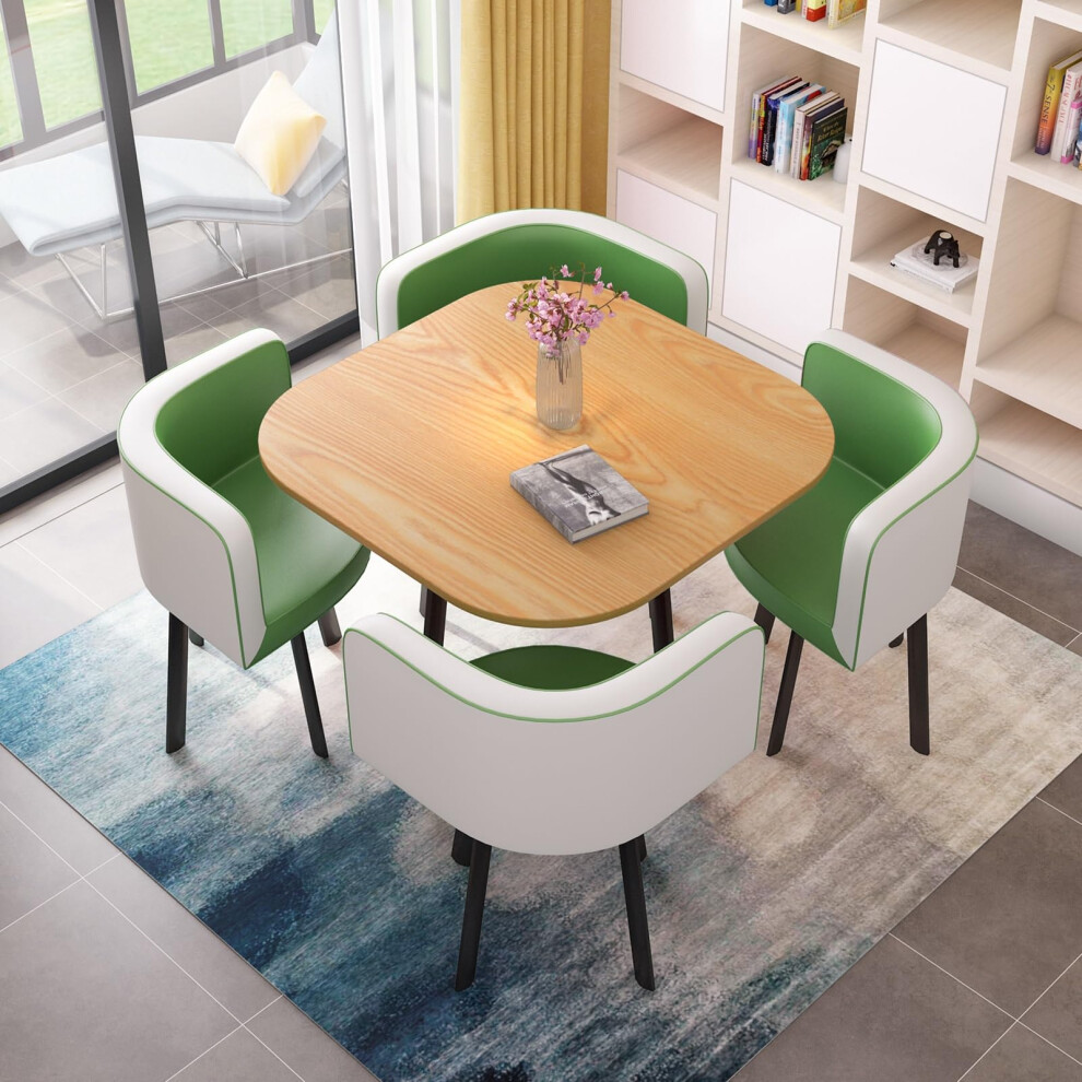 Round Dining Table Set for 4 People - Space-Saving Reception Table and Chairs for Dining Room, Kitchen, and Conference Use