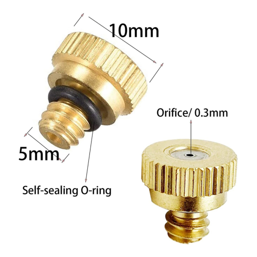 30 Pack Brass Misting Nozzles Tees, 2