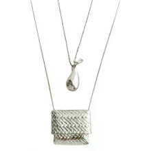 Woven Bag Water Bottle Pendant Necklace, Adjustable Length Long Sweater Chain