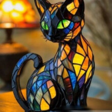 (Colorful black cat, Large 25cm USB plug) Cat Lamp-Dachshund Lamp-Bigfoot Lamp Animal LED Light Pendulum