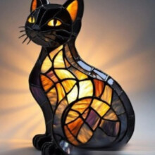 (Black Cat, Large 25cm USB plug) Cat Lamp-Dachshund Lamp-Bigfoot Lamp Animal LED Light Pendulum
