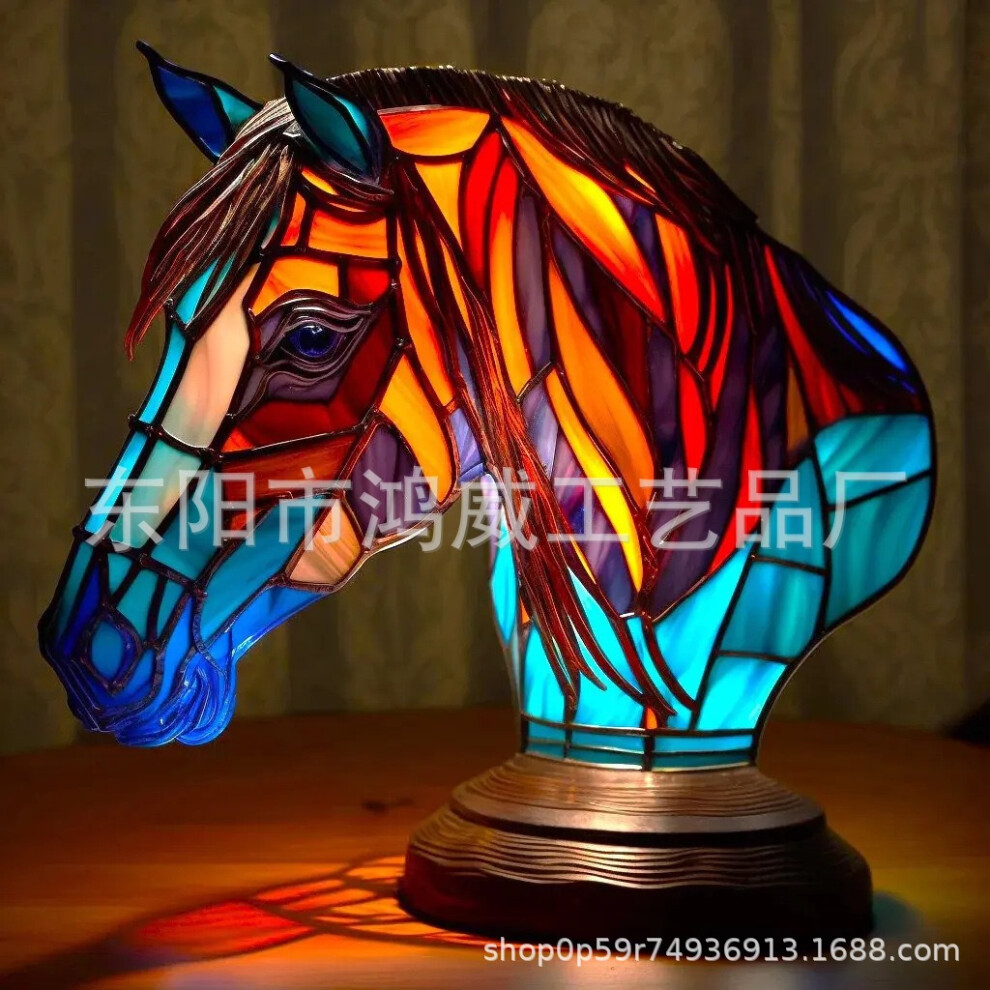 (Magic Horse Head, Small 15cm switch light) Magical Fantastic Animals LED Light Resin Statue Glowing Unicorn Ornaments-image-OPC-PJVXPGD-NEW