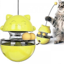 (Yellow) Fun Tumbler Pets Slow Food Entertainment Attract The Attention Of The Cat Adjustable Snack Mouth Toys