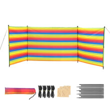 Beach Wind Screen - Lightweight Wind Blocker with Poles, Carry Bag, Colorful M, Portable Barrier for Camping, Garden, Balcony